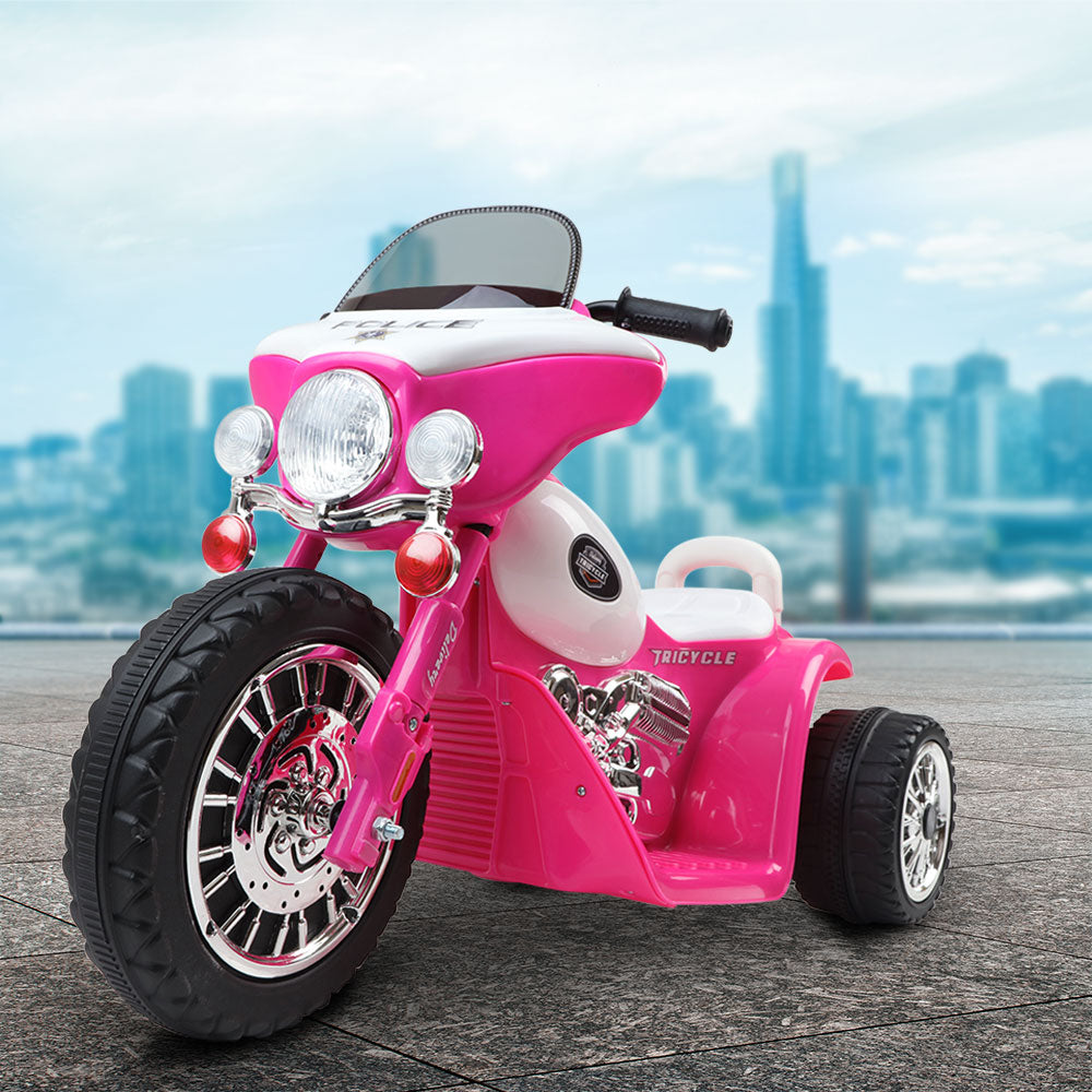 Rigo Kids Electric Ride On Patrol Police Car Harley-Inspired 6V Pink Secondary image