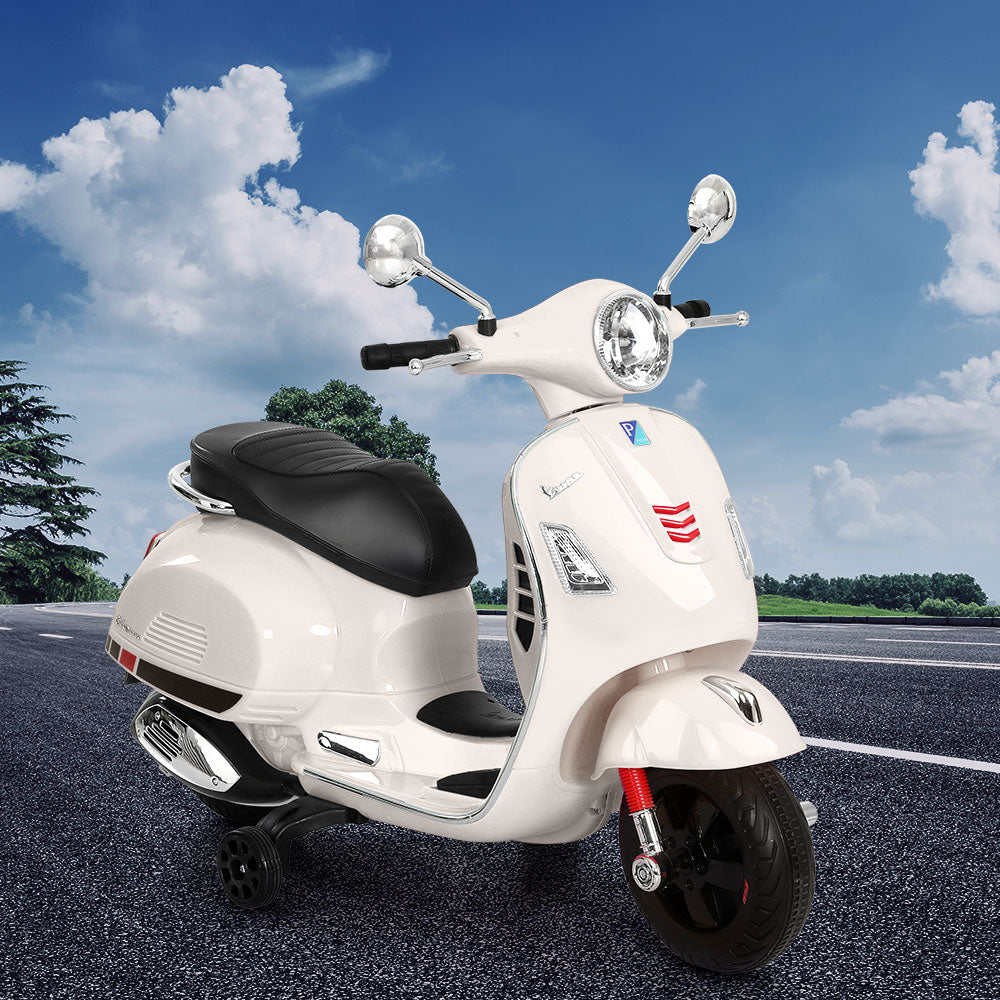 Kids Electric Ride On Car Motorcycle Motorbike Vespa Licensed GTS White Secondary image