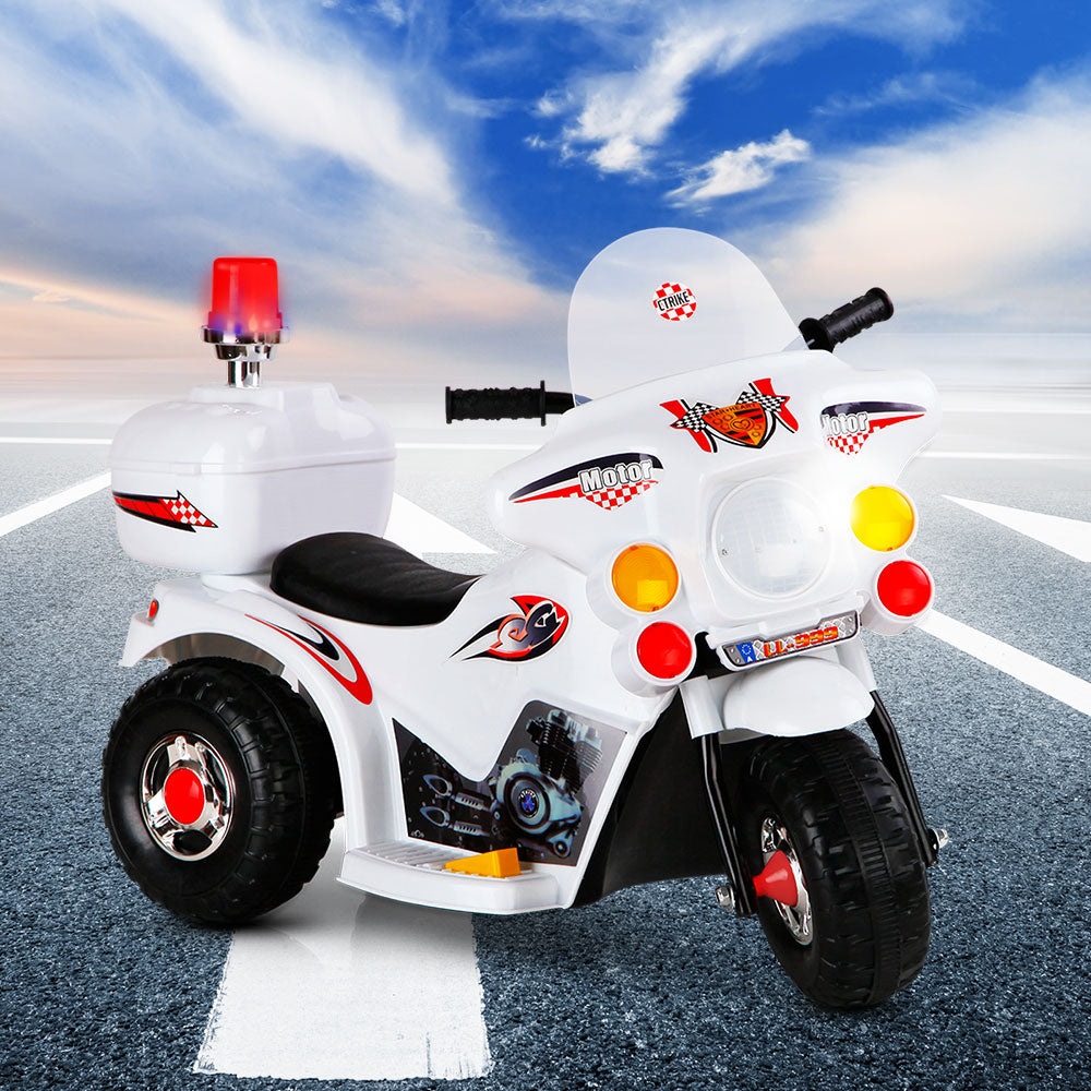Rigo Kids Electric Ride On Police Motorcycle Motorbike 6V Battery White Secondary image