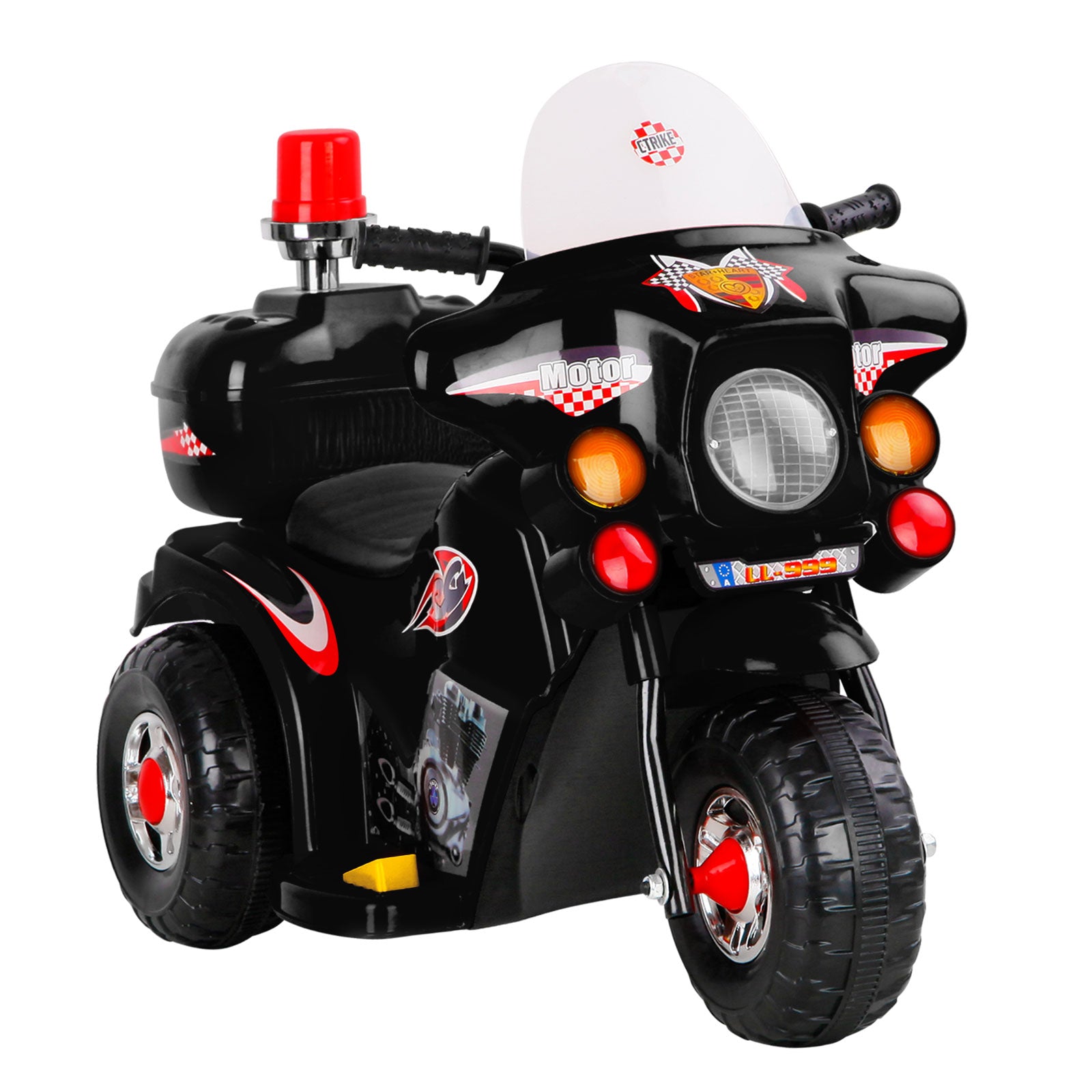 Rigo Kids Electric Ride On Police Motorcycle Motorbike 6V Battery Black Main image