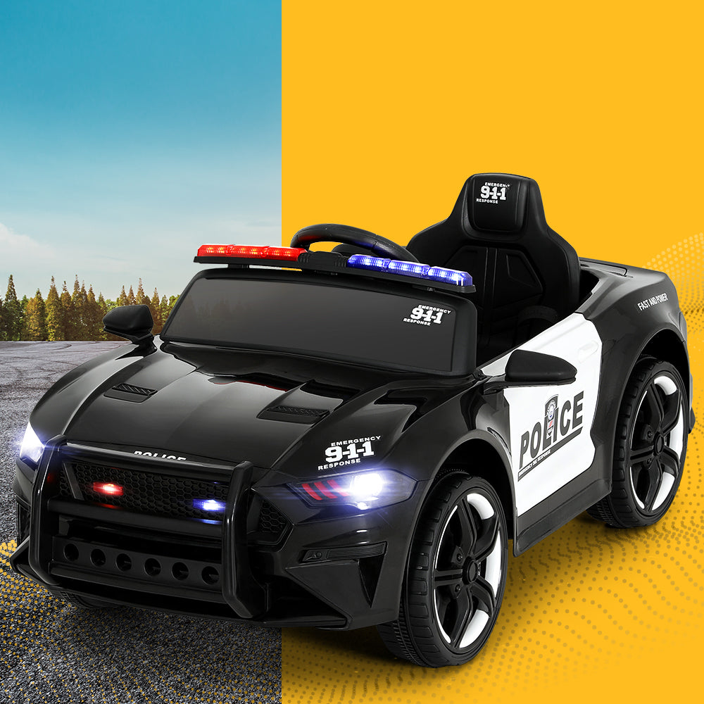 Rigo Kids Ride On Car Electric Patrol Police Cars Battery Powered Toys 12V Black Secondary image