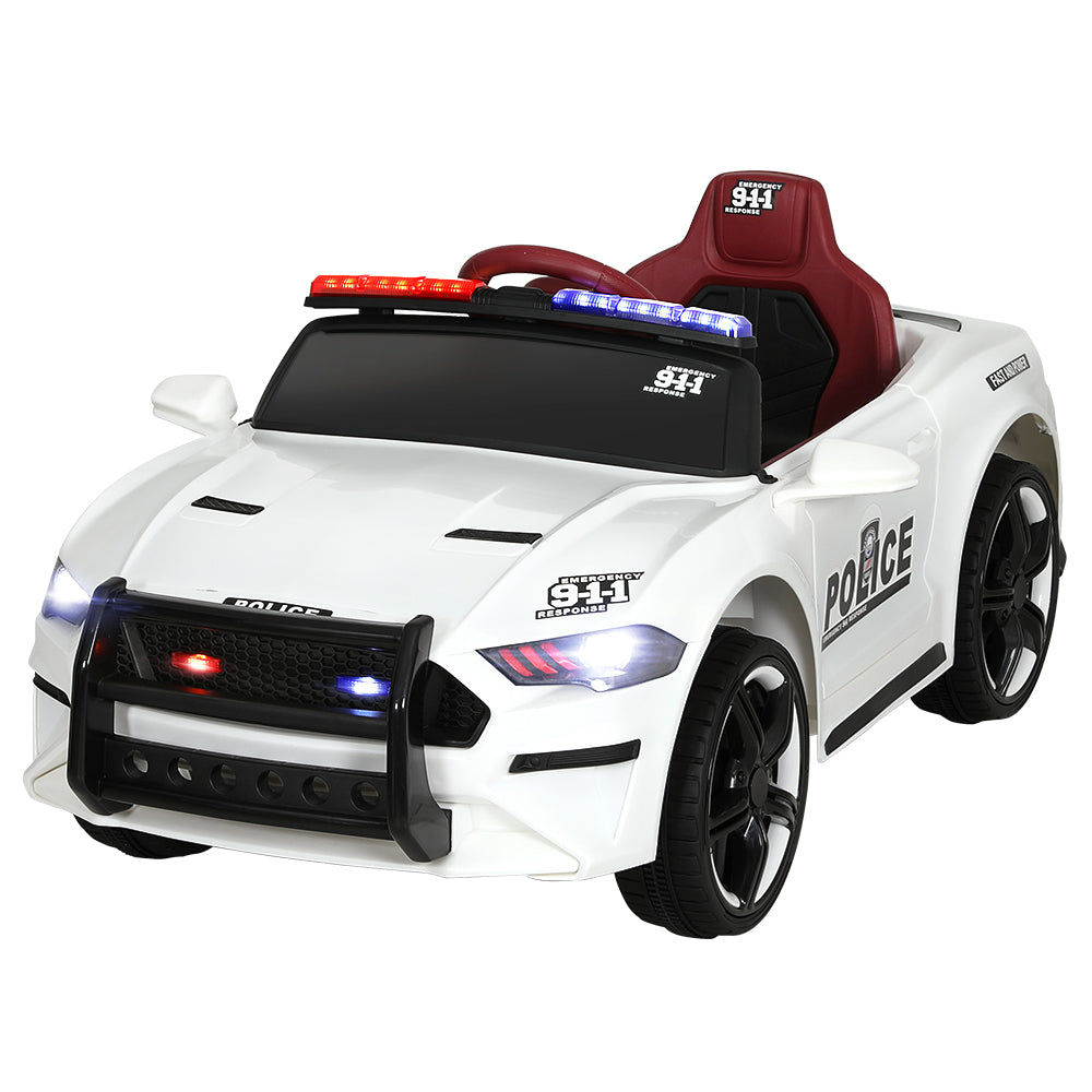 Rigo Kids Ride On Car Electric Patrol Police Cars Battery Powered Toys 12V White Main image