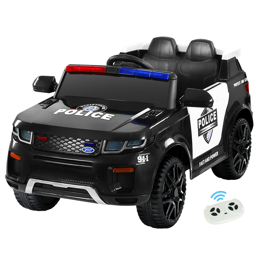 Rigo Kids Electric Ride On Patrol Police Car Horn Music Remote Black Main image