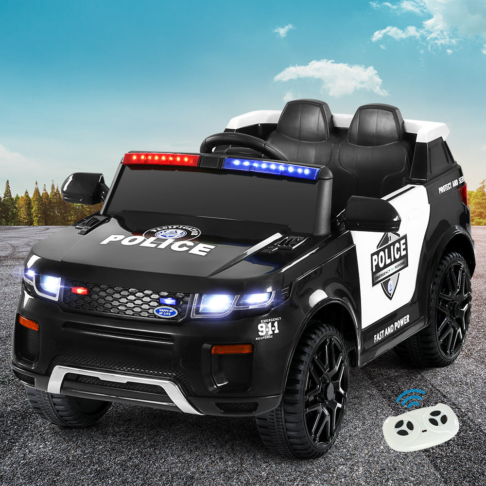 Rigo Kids Electric Ride On Patrol Police Car Horn Music Remote Black Secondary image