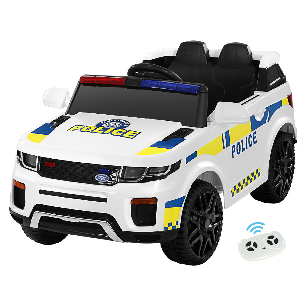 Rigo Kids Electric Ride On Patrol Police Car Horn Music Remote White Main image