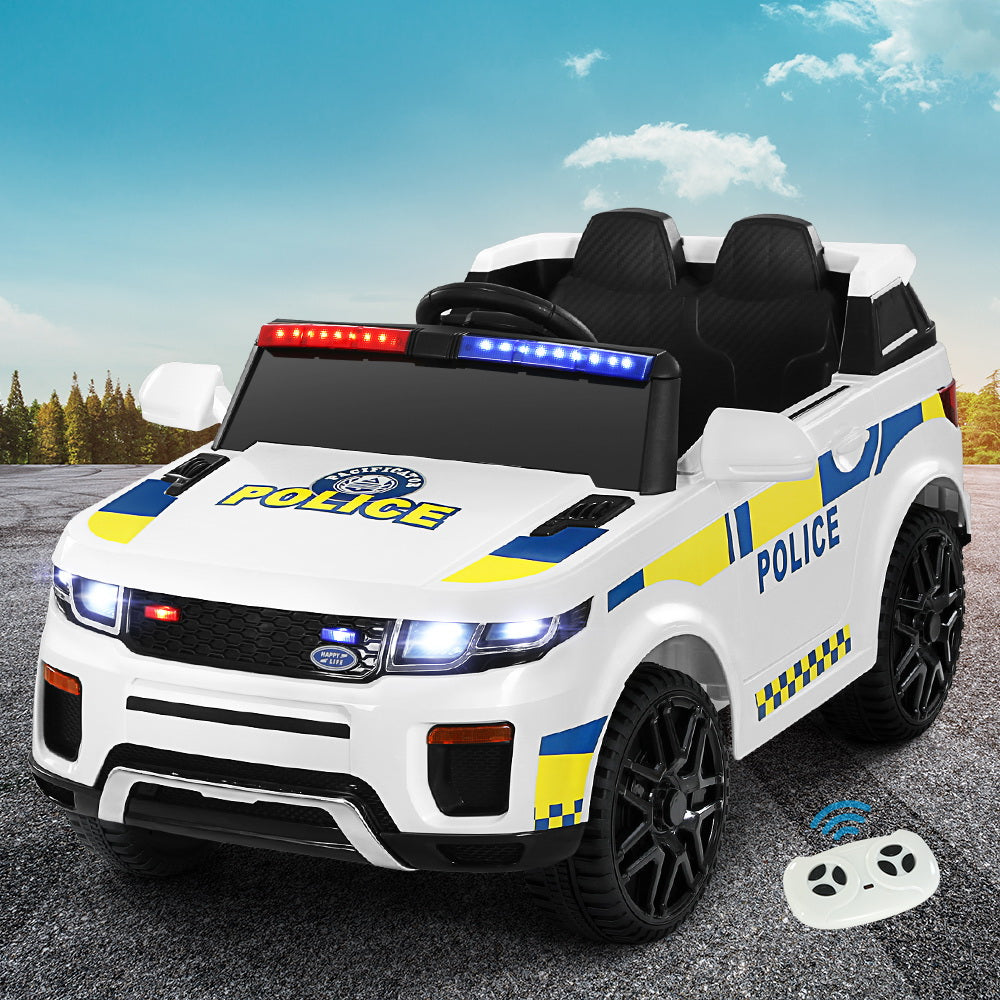 Rigo Kids Electric Ride On Patrol Police Car Horn Music Remote White Secondary image