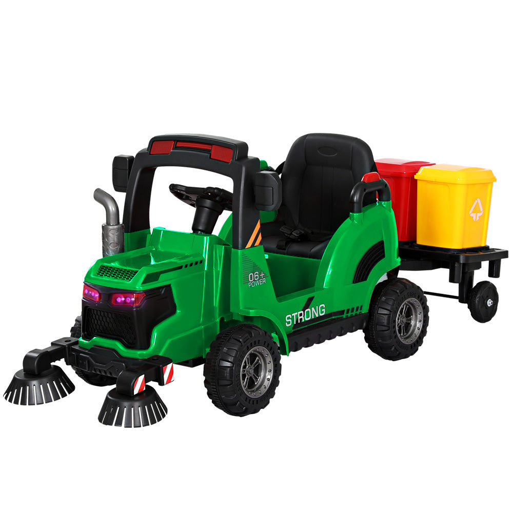 Rigo Kids Electric Ride On Car Street Sweeper Truck Toy Cars Remote 12V Green Main image