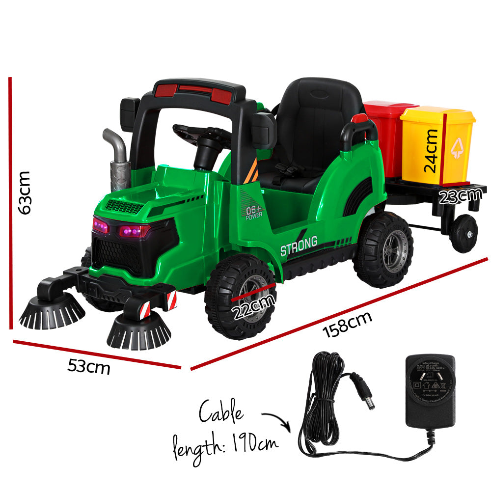 Rigo Kids Electric Ride On Car Street Sweeper Truck Toy Cars Remote 12V Green Secondary image