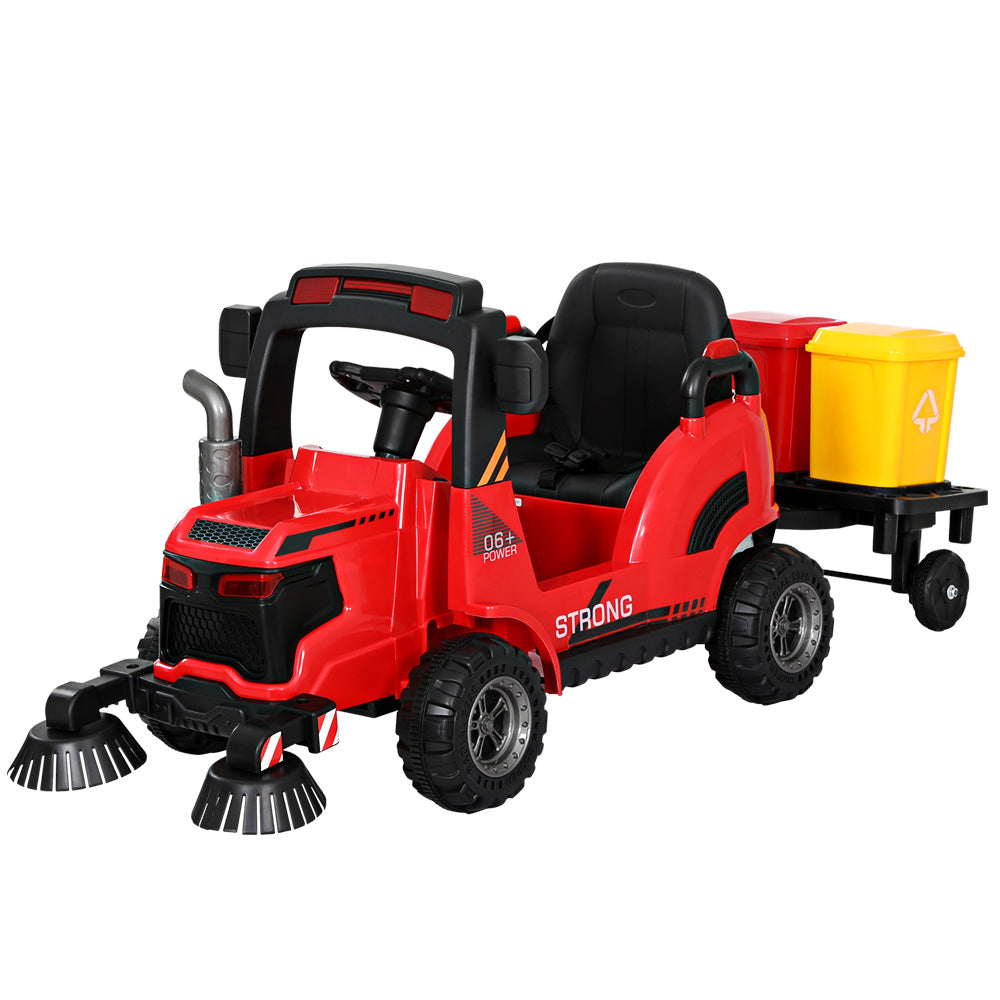 Rigo Kids Electric Ride On Car Street Sweeper Truck Toy Cars Remote 12V Red Main image