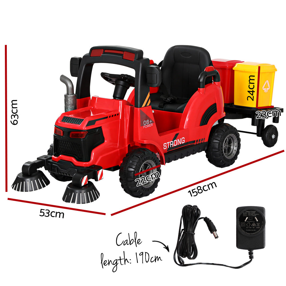 Rigo Kids Electric Ride On Car Street Sweeper Truck Toy Cars Remote 12V Red Secondary image