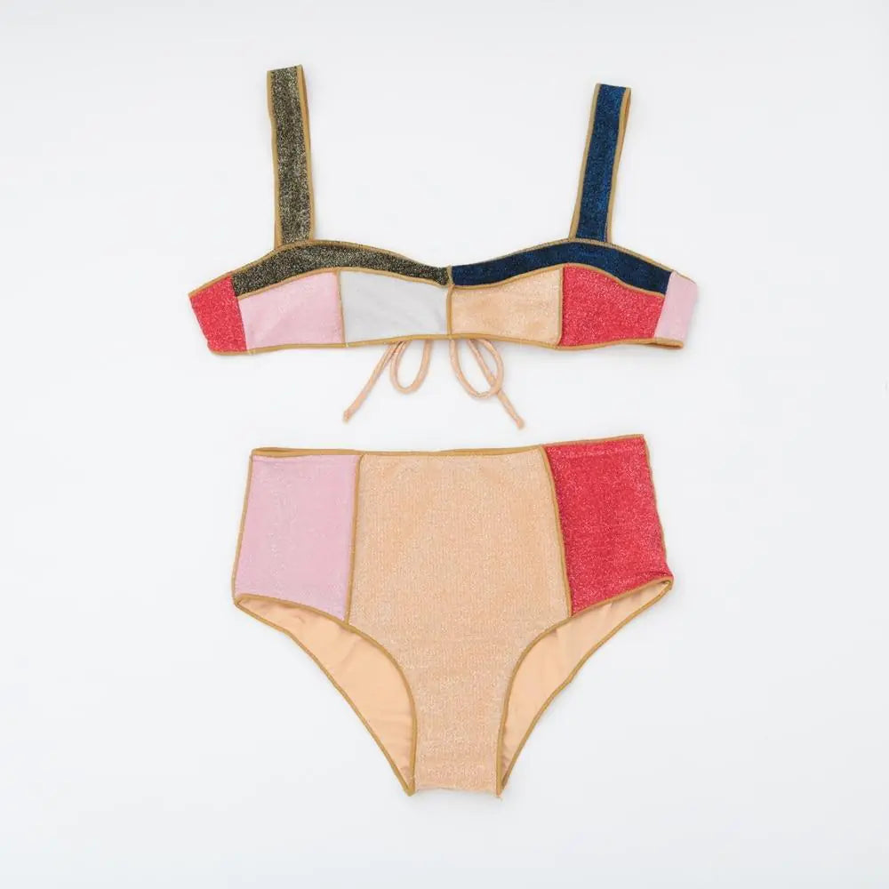 Women's Harriet High Waist Patchwork Bikini