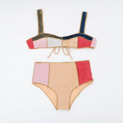 Women's Harriet High Waist Patchwork Bikini