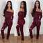 Women's Off Shoulder Ripped Jumpsuit