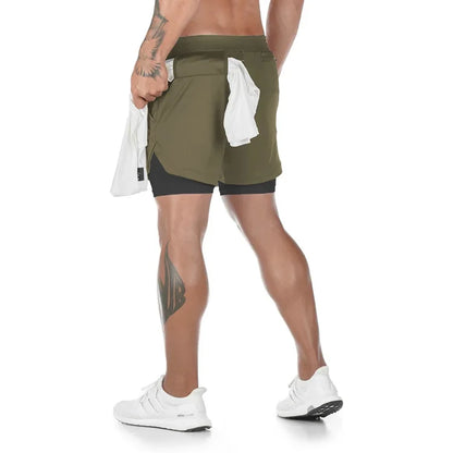 Camo Running Shorts Men Gym 2 In 1 Quick Dry Sports Shorts  Workout