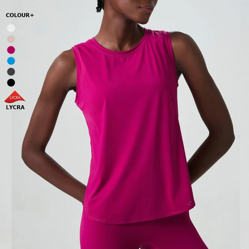 Sleeveless Yoga Women Loose Fitness Running Tank Top Breathable Quick Dry Gym Vest Main image