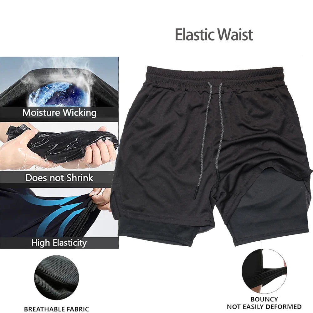 Marvel The Punisher Gym Men Fitness 2 In 1 Anime Performance Mesh Quick Dry Shorts