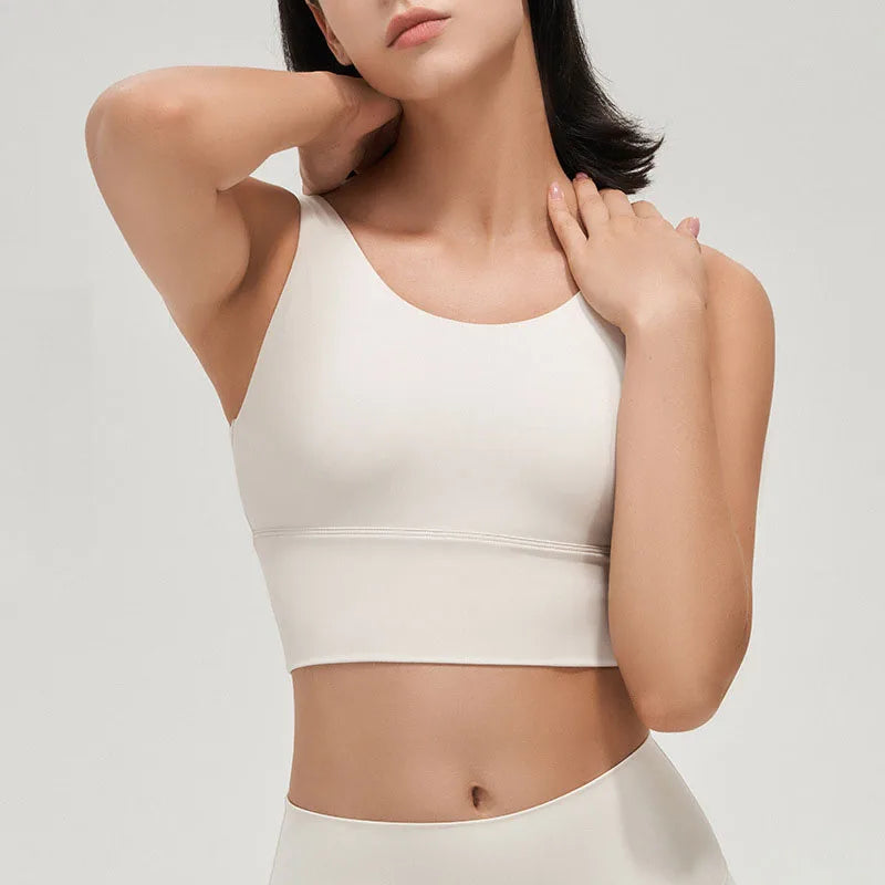 SOISOU Lycra Top Women Yoga Gym Sports Bra Top With Removable Chest Pad