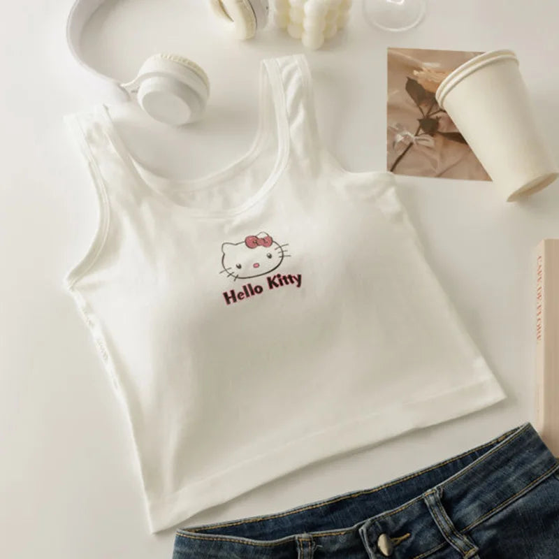 Sanrio Anime Hello Kitty Versatile Cotton Comfortable Soft Slim Fit Top