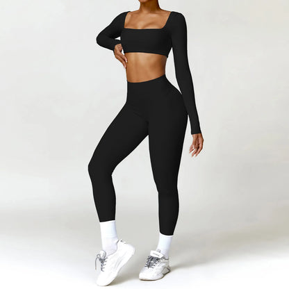 Women Tracksuit Yoga Gym Set 2 Pieces Sportswear Workout Clothes