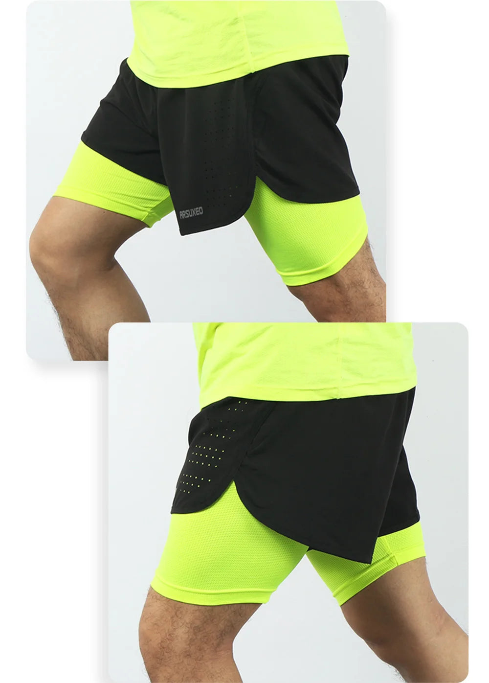 ARSUXEO Men's Running Outdoor Sports Training Exercise Jogging Gym Fitness 2 in 1 Quick Dry Workout Shorts