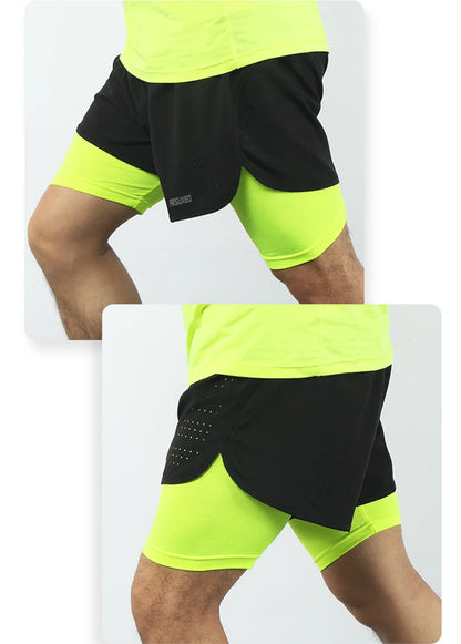 ARSUXEO Men's Running Outdoor Sports Training Exercise Jogging Gym Fitness 2 in 1 Quick Dry Workout Shorts