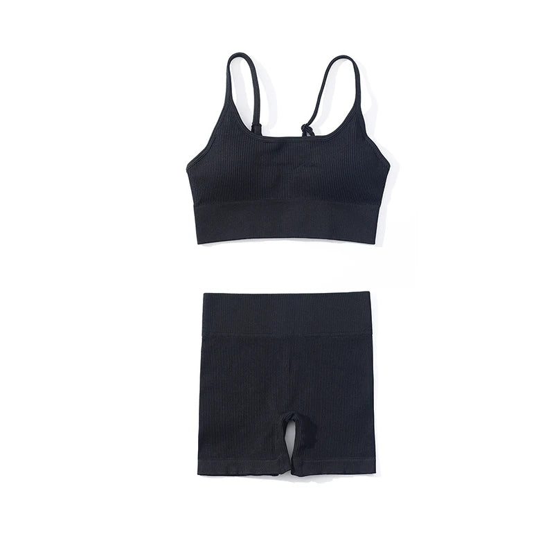 SOISOU Rib Fabric Yoga Gym Shorts Women