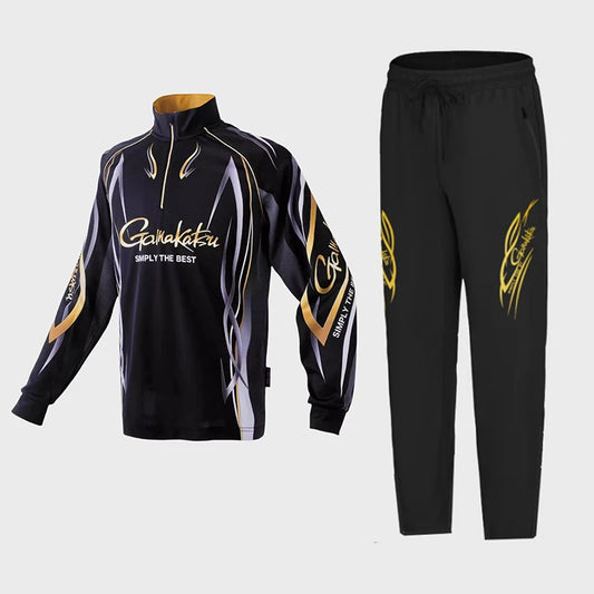 GAMAKATSU Men Thin Sun Protection Breathable Quick Dry Ice Silk Fishing Shirt & Pant