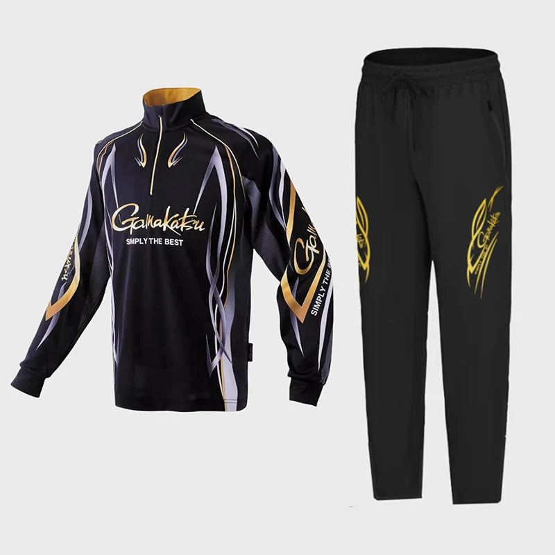 GAMAKATSU Men Thin Sun Protection Breathable Quick Dry Ice Silk Fishing Shirt & Pant
