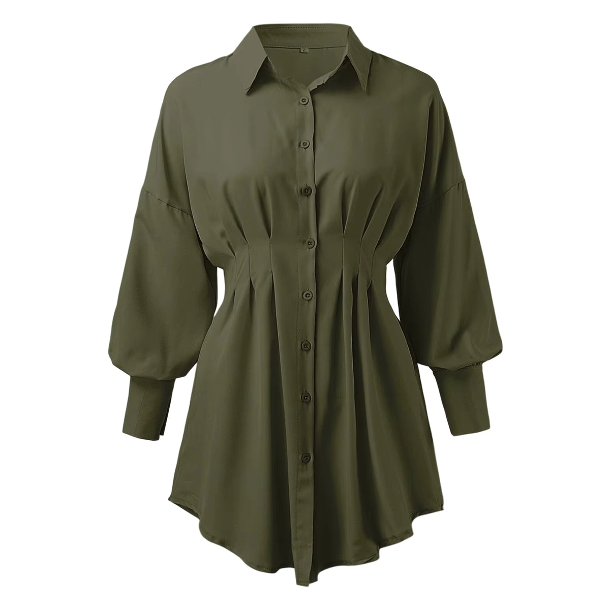 Women's Asymmetrical Lantern Sleeve Shirt Dress Women's Dresses Unbranded