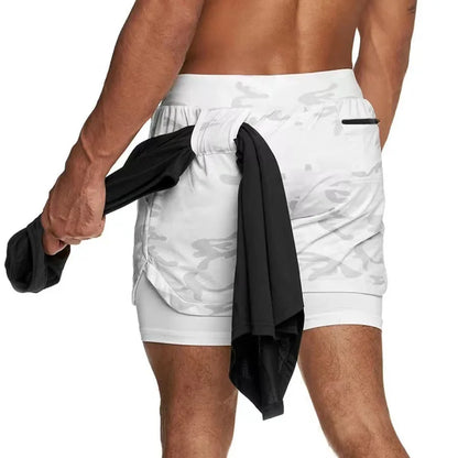 Camo Running Shorts Men Gym 2 In 1 Quick Dry Sports Shorts  Workout