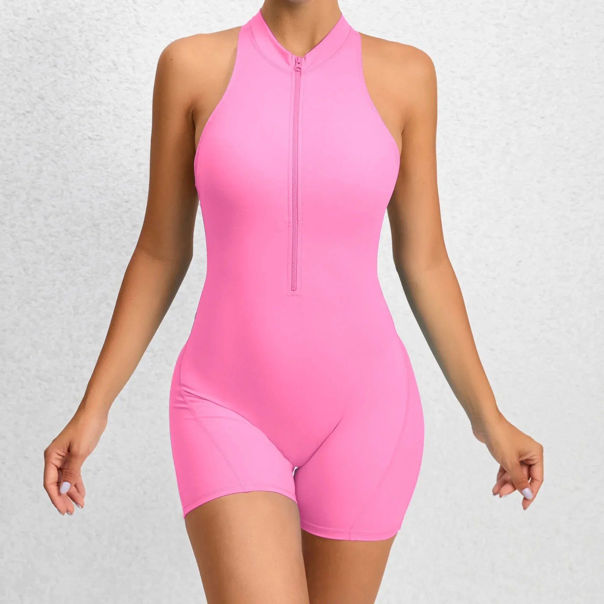 Sexy Hollow Backless Scrunch Butt Sport Jumpsuit Short Woman One Piece