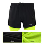 ARSUXEO Men's Running Outdoor Sports Training Exercise Jogging Gym Fitness 2 in 1 Quick Dry Workout Shorts