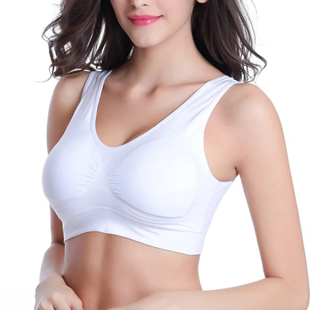 Women Yoga Underwear V-Neck Stretch Wire Free Bra Yoga Sports Crop Top
