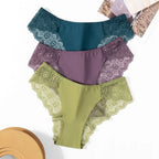 Sweet Women's Silk Satin Comfortable Underwear 3 Piece Set