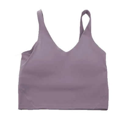 Solid Color Tights Athletic Women Fitness Bra Shockproof Top With Removable Pad