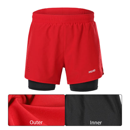 ARSUXEO Men's Running Outdoor Sports Training Exercise Jogging Gym Fitness 2 in 1 Quick Dry Workout Shorts