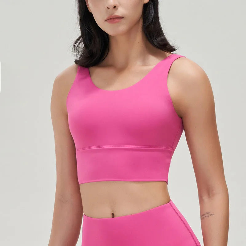 SOISOU Lycra Top Women Yoga Gym Sports Bra Top With Removable Chest Pad