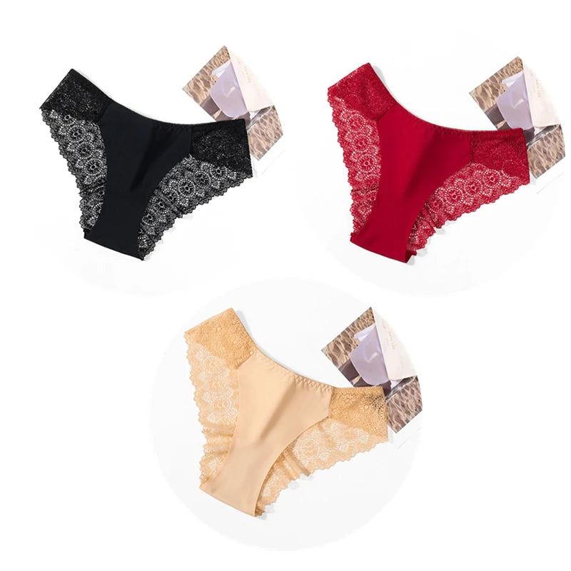 Sweet Women's Silk Satin Comfortable Underwear 3 Piece Set