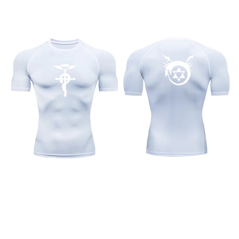 Anime Fullmetal Alchemist Compression Shirts Athletic Quick Dry Long Sleeve Running Workout Gym Workout Fitness Undershirts Tops