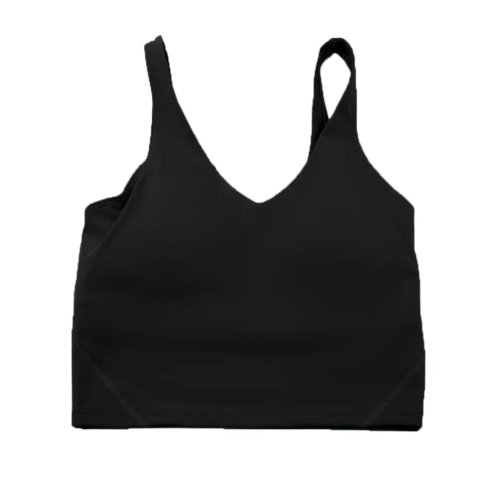 Solid Color Tights Athletic Women Fitness Bra Shockproof Top With Removable Pad