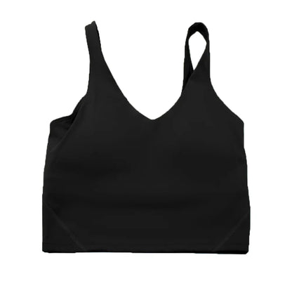 Solid Color Tights Athletic Women Fitness Bra Shockproof Top With Removable Pad