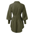 Women's Asymmetrical Lantern Sleeve Shirt Dress Women's Dresses Unbranded