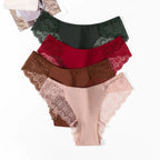 Sweet Women's Silk Satin Comfortable Underwear 3 Piece Set