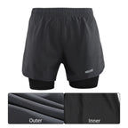 ARSUXEO Men's Running Outdoor Sports Training Exercise Jogging Gym Fitness 2 in 1 Quick Dry Workout Shorts