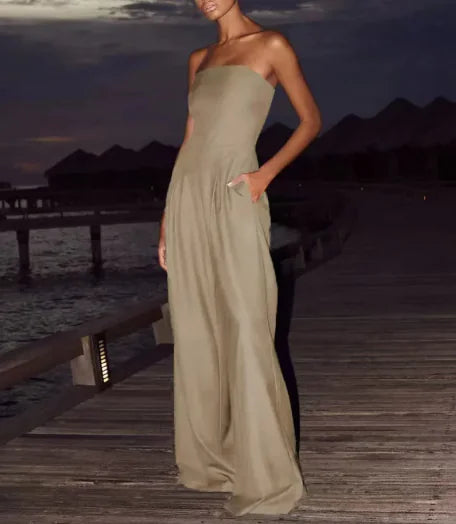 Women's Backless Wide Leg Jumpsuit