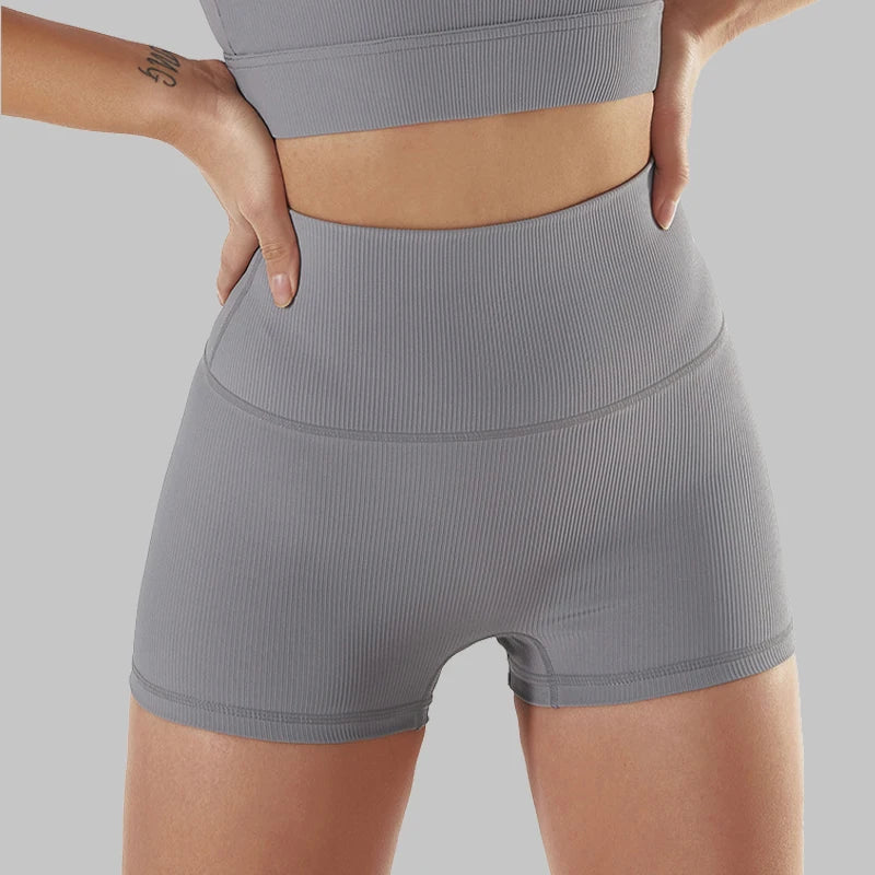 SOISOU Rib Fabric Yoga Gym Shorts Women