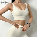 SOISOU Nylon Tracksuits Womens Yoga Gym Set Sports Suit