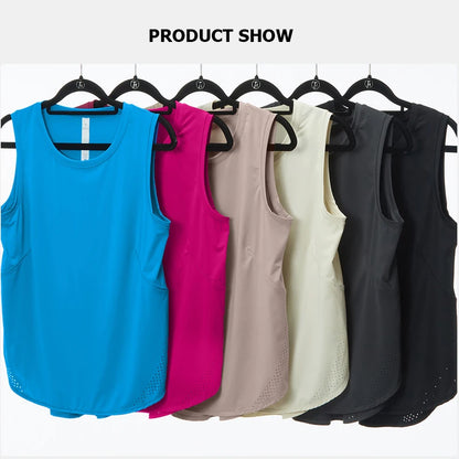 Sleeveless Yoga Women Loose Fitness Running Tank Top Breathable Quick Dry Gym Vest