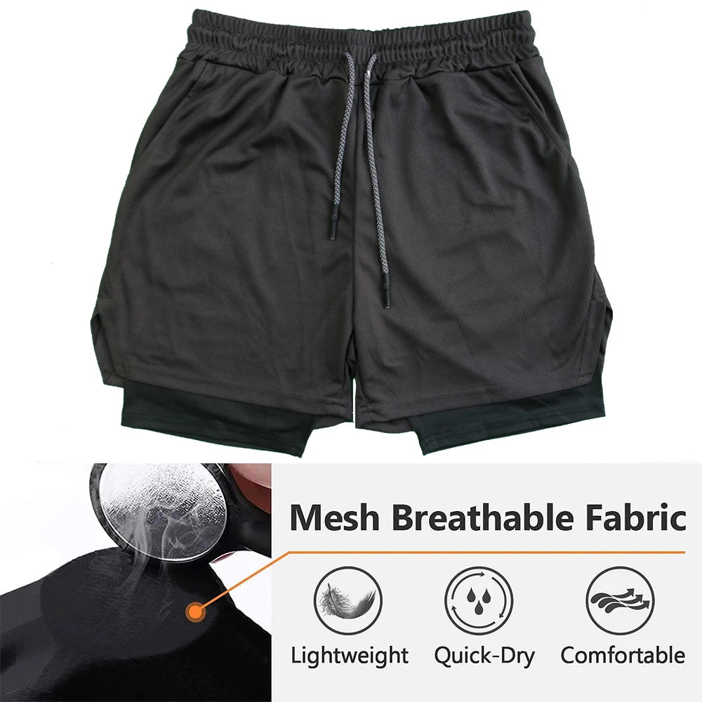 Marvel The Punisher Gym Men Fitness 2 In 1 Anime Performance Mesh Quick Dry Shorts