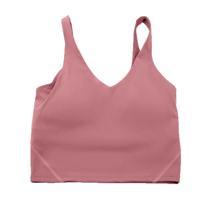 Solid Color Tights Athletic Women Fitness Bra Shockproof Top With Removable Pad